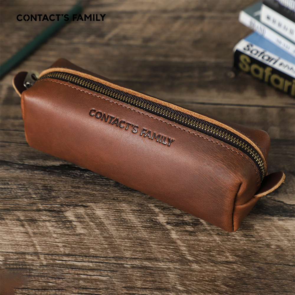 Stationery Supply Business - Retro Leather Pencil Case High Capacity