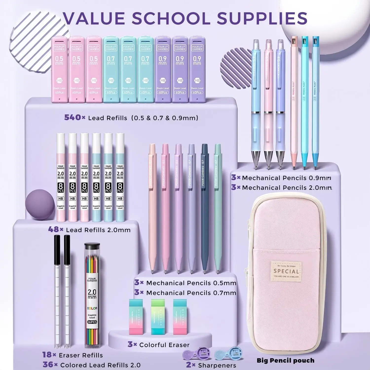 Four Candies 36PCS Learning Ma - Mechanical Pencil Lead 评论和价格