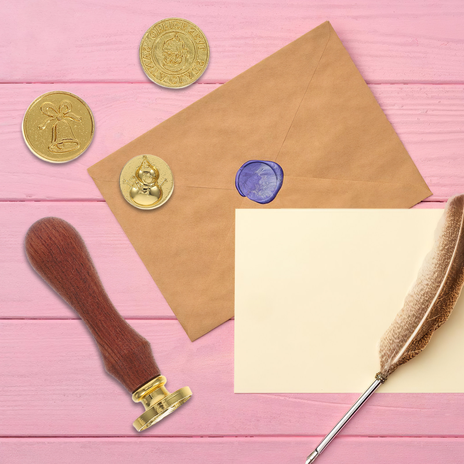 1Set Holiday Wax Seal Stamp Ki - Wax Seal Stamp Kit 评论和价格