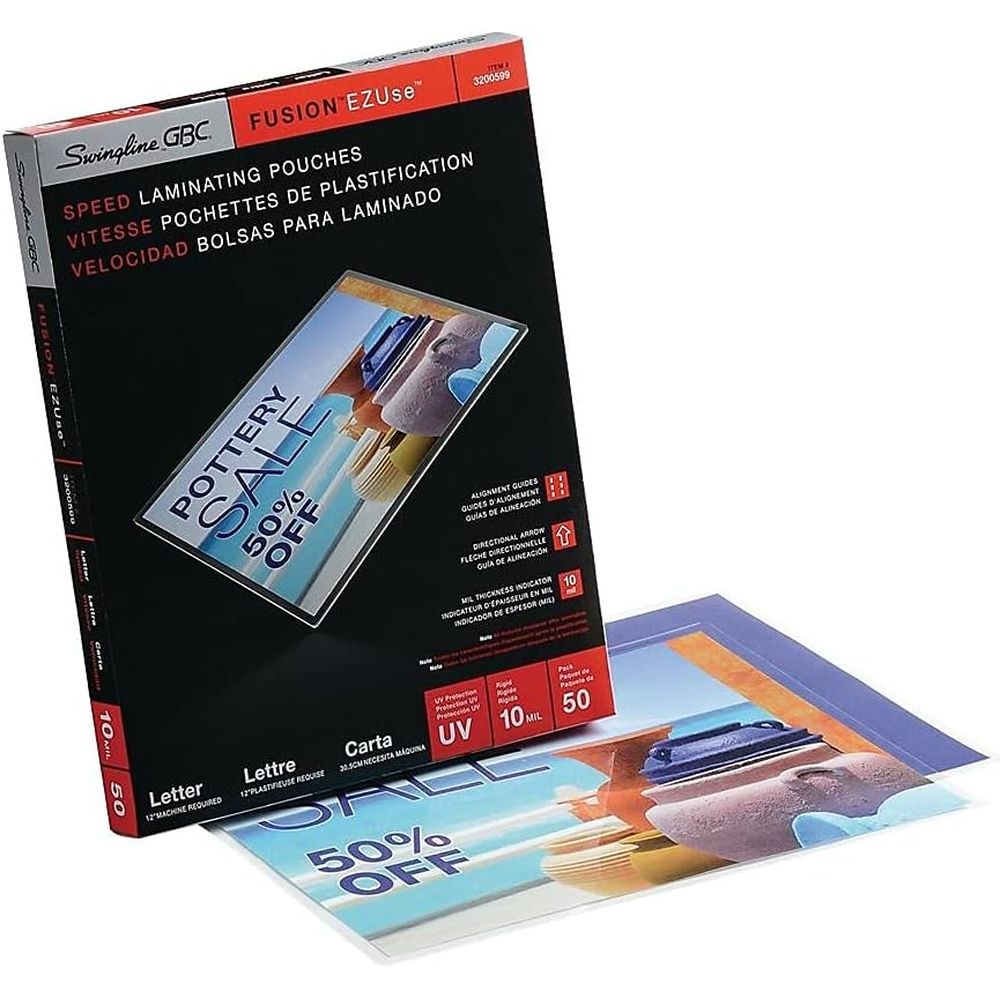 Letter Size, 10 Mil, 50 Pack,  - Document Laminator Pouch 评论和价格