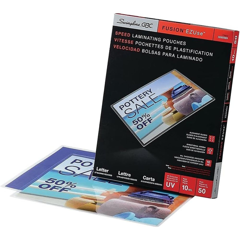 Letter Size, 10 Mil, 50 Pack,  - Document Laminator Pouch 评论和价格