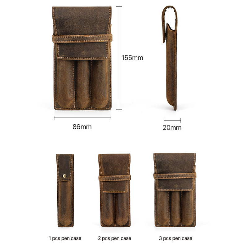 hand-made leather cowhide penc - Pen Pouch Roll 评论和价格