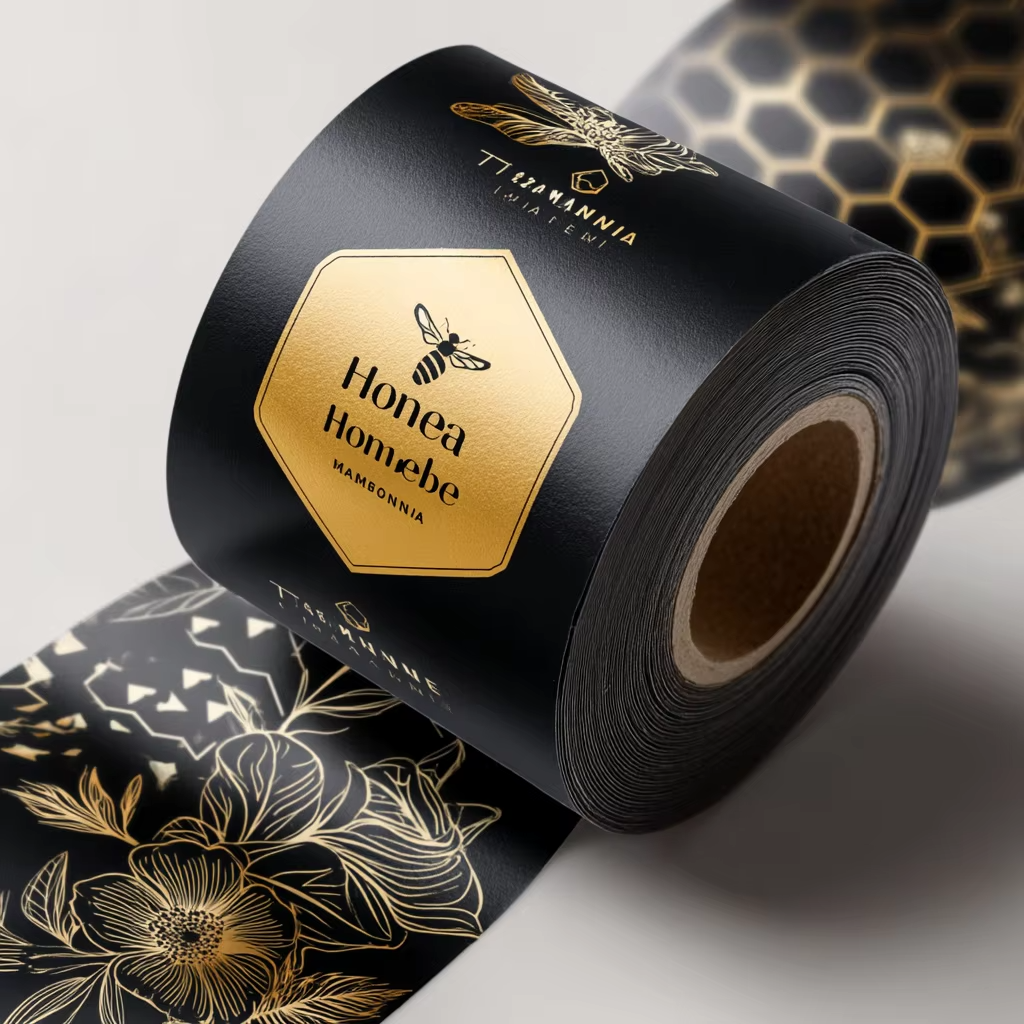 Custom Luxury Gold Foil Vinyl  - Sticker Label Roll 评论和价格