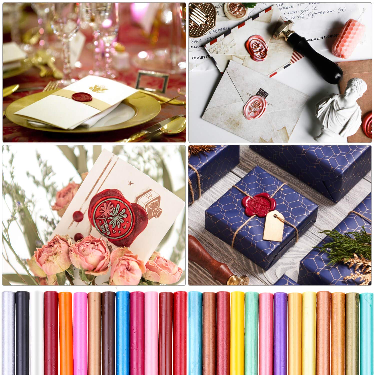 20-26Pcs Glue Gun Sealing Wax  - Wax Seal Stamp Kit 评论和价格