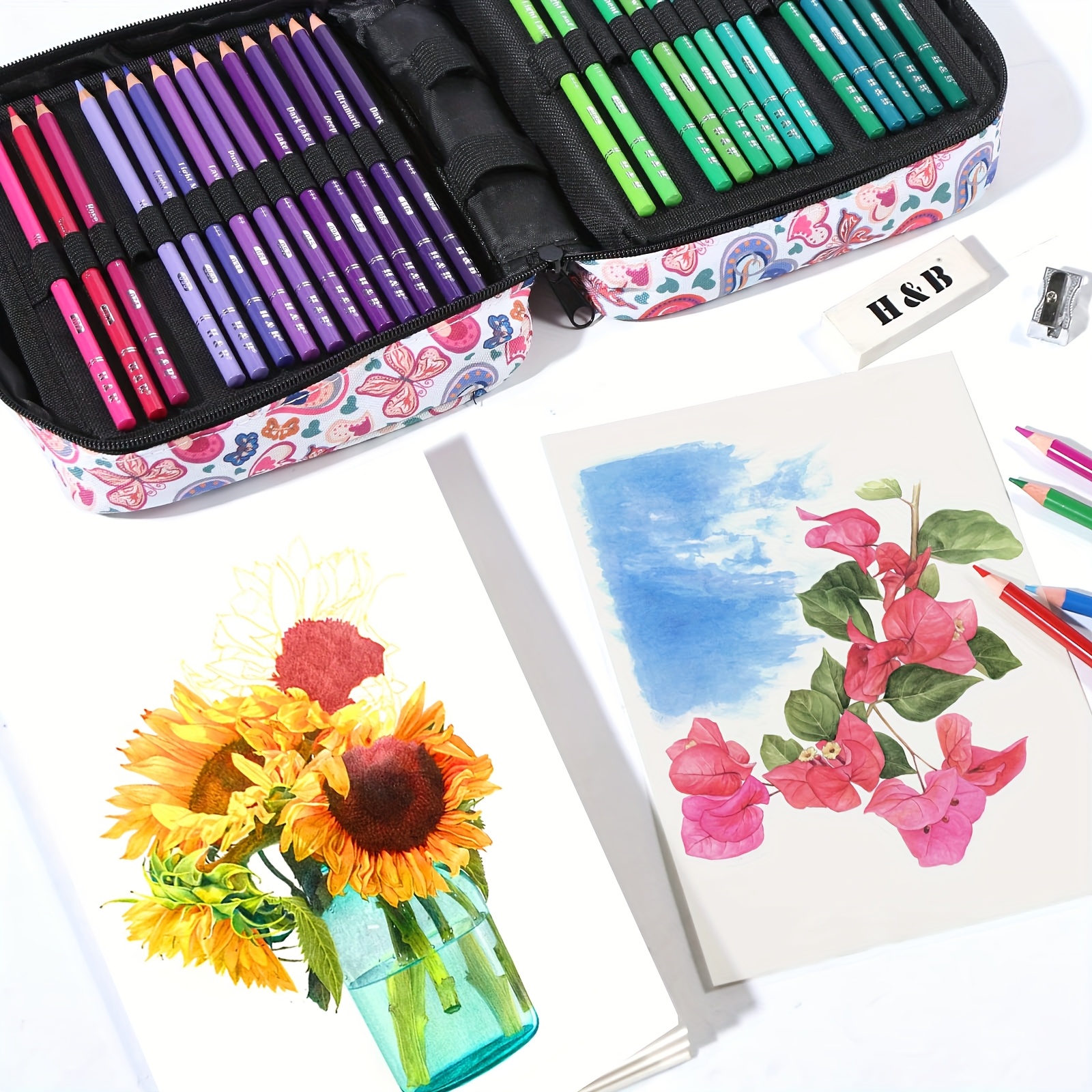 1pc Colored Pencil Case 50/72/ - Pen Pouch Roll 评论和价格