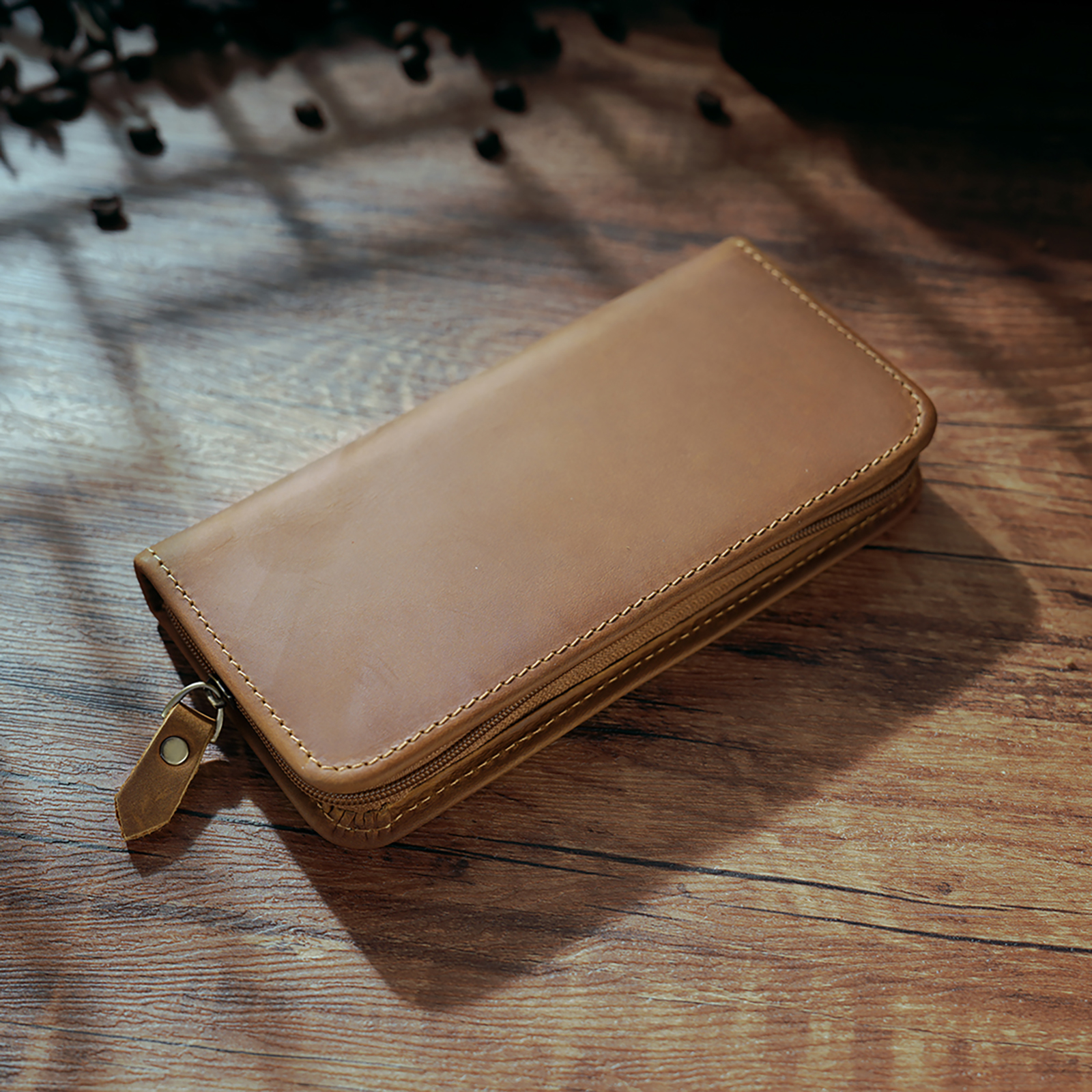 Genuine Leather Zipper Pencil  - Pen Pouch Roll 评论和价格